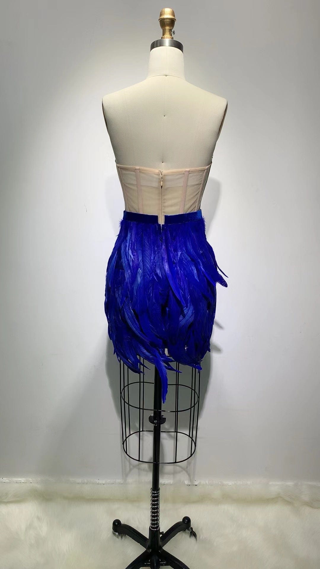 ED2187 Top Quality Rhinestone Corset Luxury Celebrity Dress  Elegant Feathers Gowns Women Dresses Clubwear