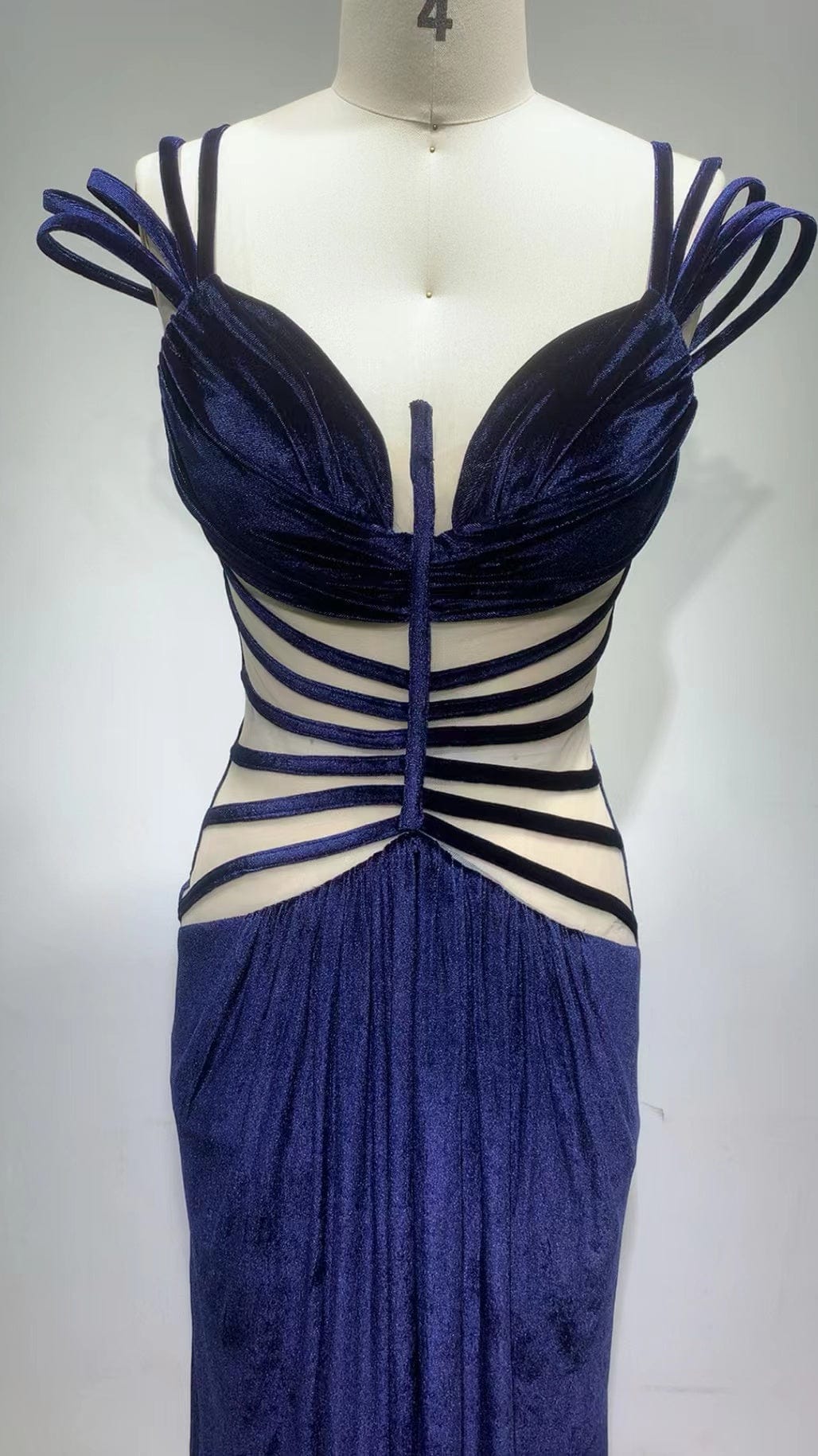 ED2243 Kimshein Dropshipping High Quality Design Clothes Hole Mesh Velvet Evening Dress Women Evening