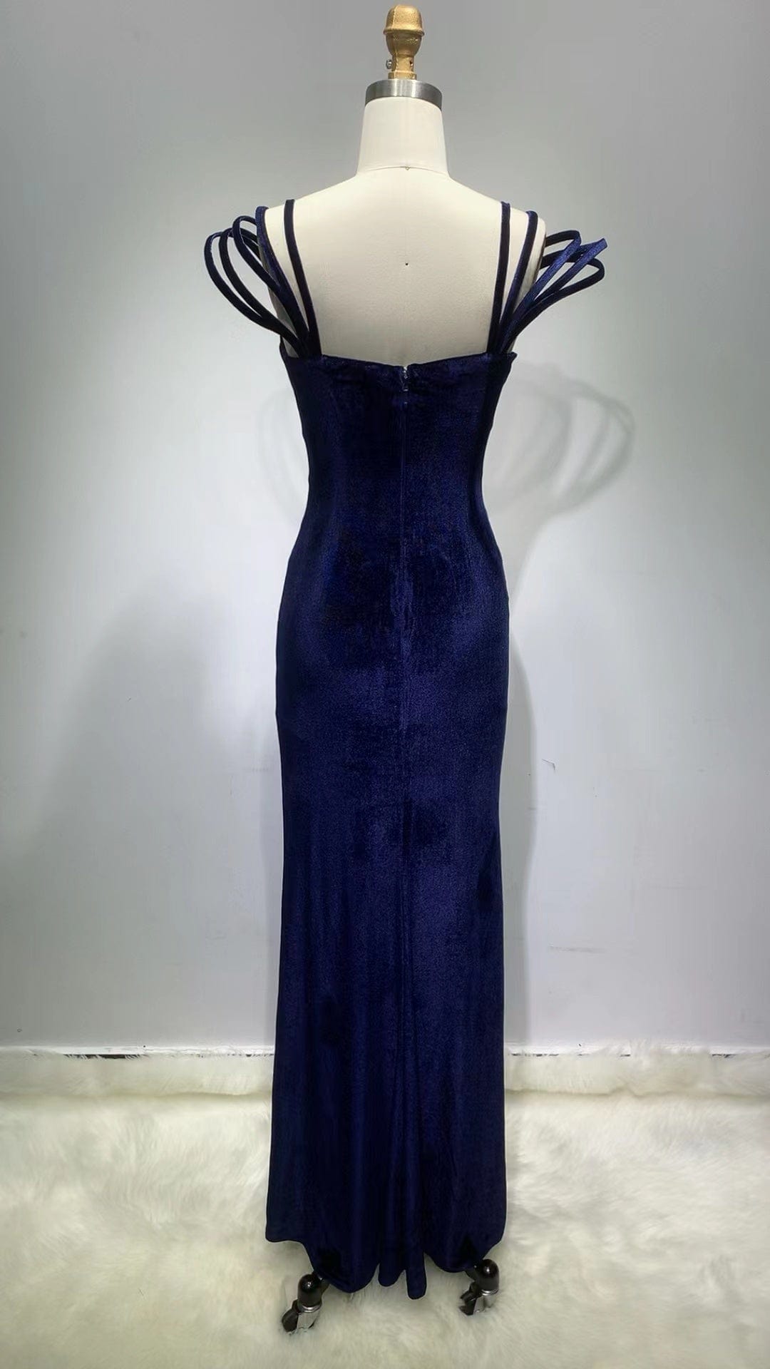 ED2243 Kimshein Dropshipping High Quality Design Clothes Hole Mesh Velvet Evening Dress Women Evening