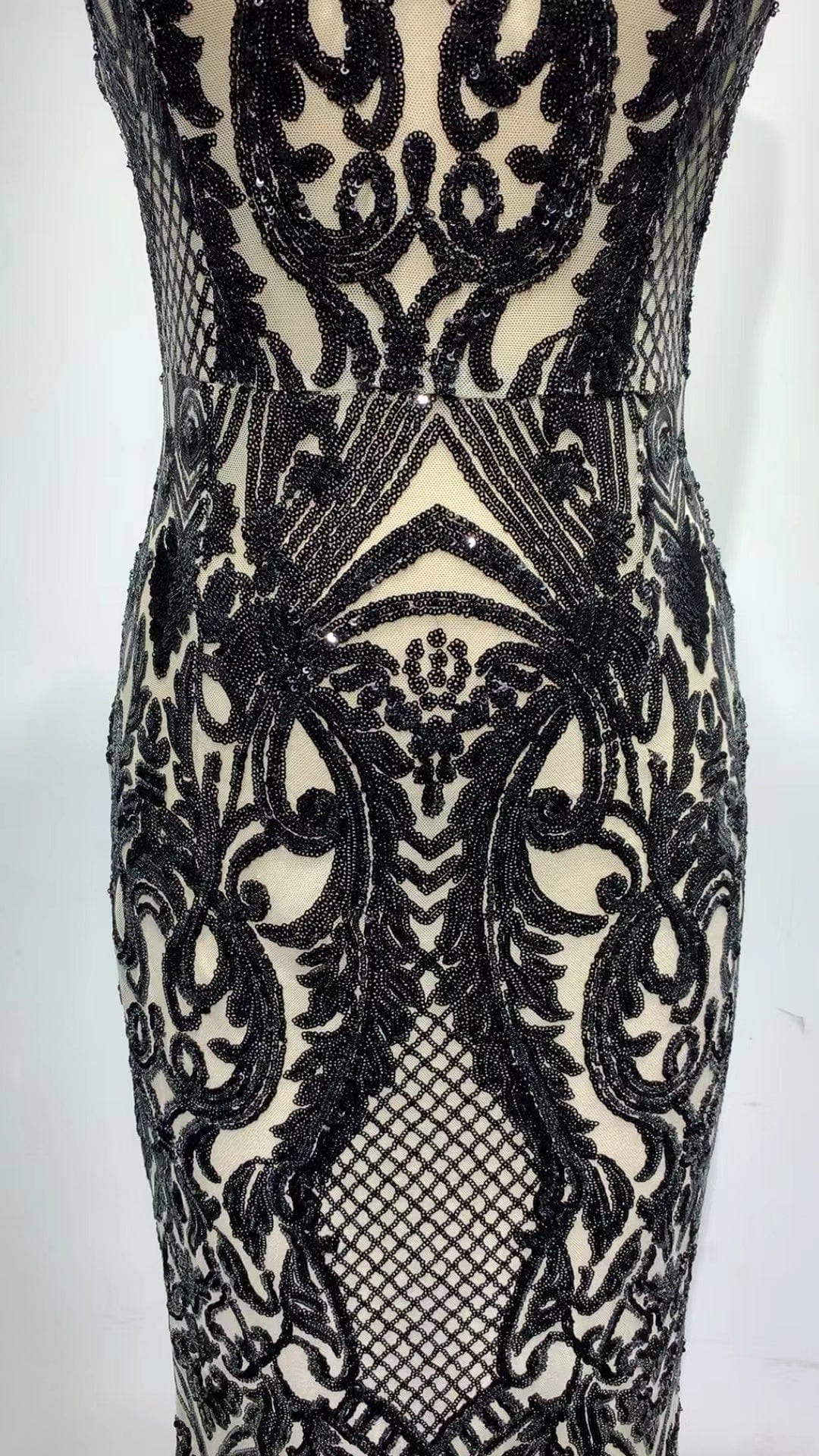 ED2260 Kimshein Vestidos De Largos Elegantes Clothing Women Off Shoulder Sleeveless Sequin Bodycon Dress Evening Dinner