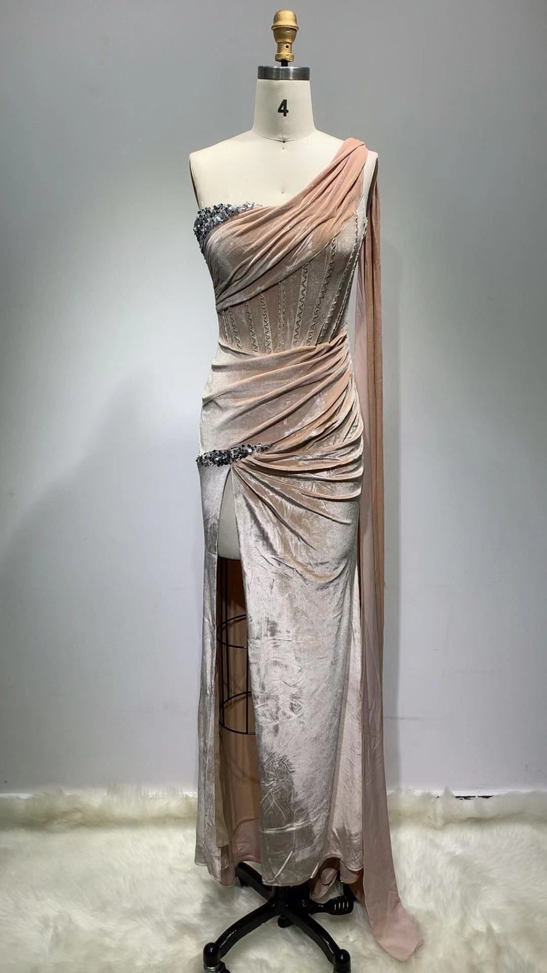 ED2327 One Shoulder Slit Velvet Elegant Luxury Clothes Manufacturers Dress Dresses Women Elegant Prom Gowns