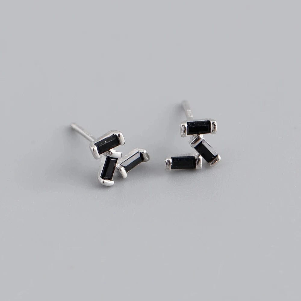 EH1394 Black Silver fashion 925 sterling silver minimalist rectangle shape green rainbow stud earring jewelry 18K gold plated for women jewelry