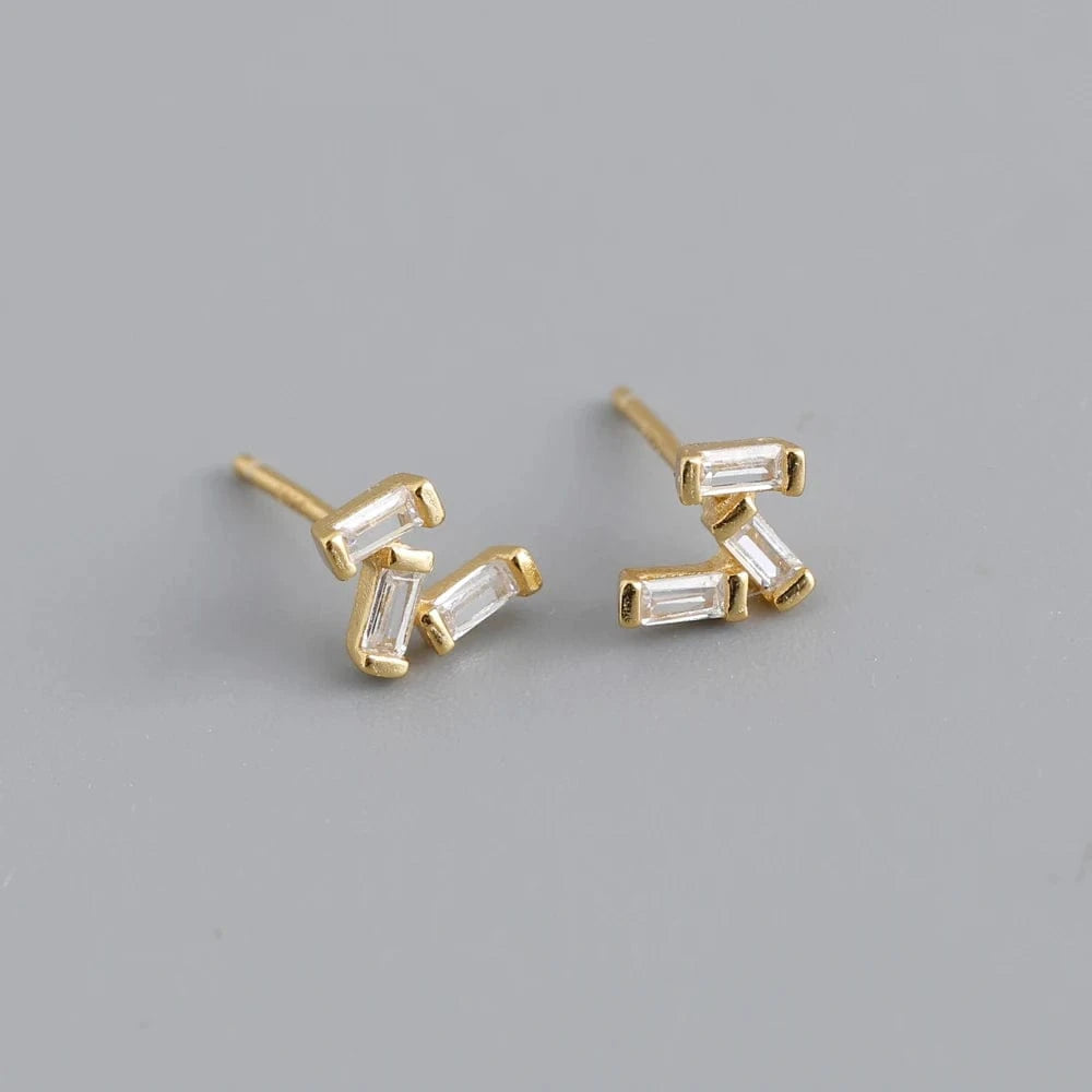 EH1394 White Gold fashion 925 sterling silver minimalist rectangle shape green rainbow stud earring jewelry 18K gold plated for women jewelry