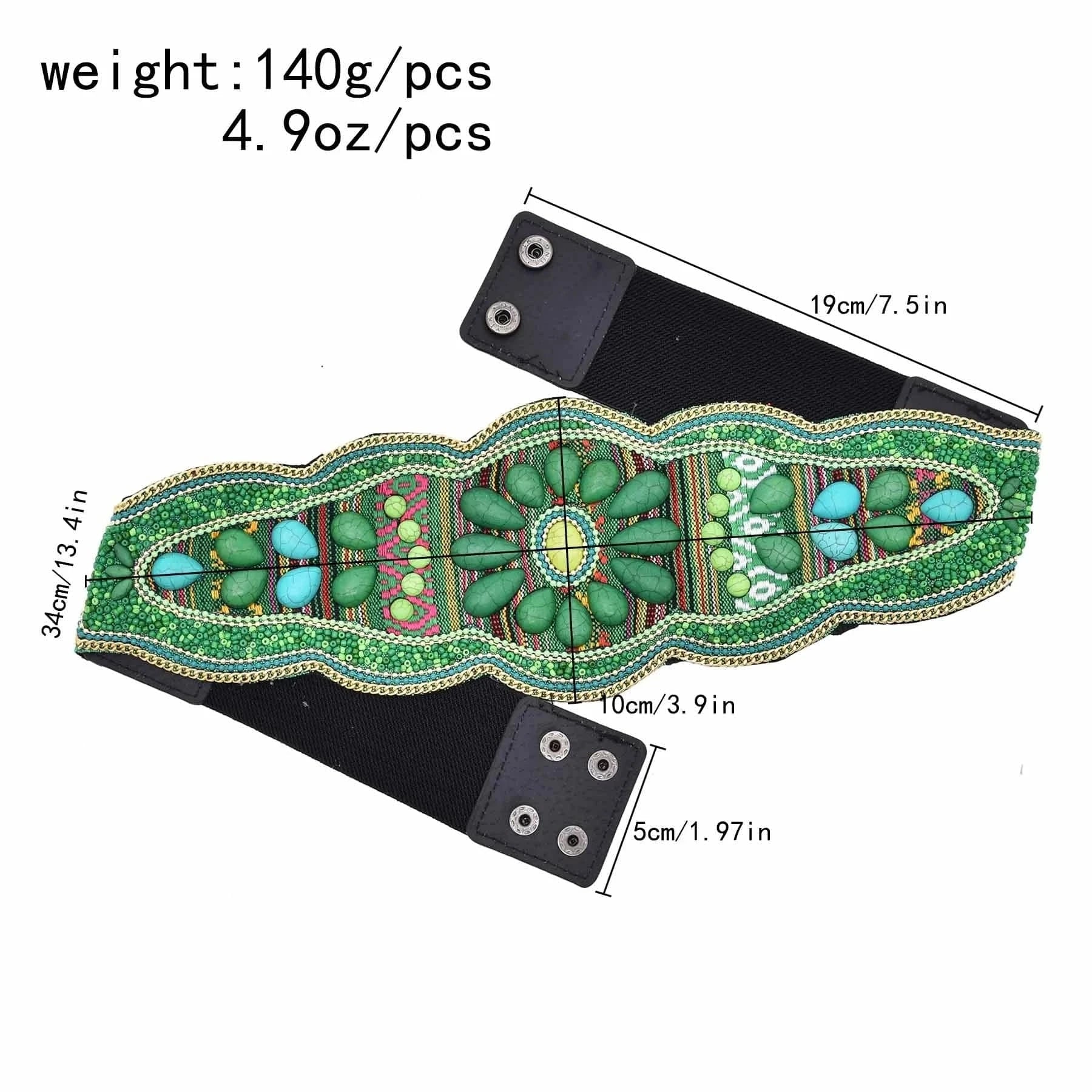 Elastic Women belt Handmade Colorful Rice Bead Shell Leather Elastic Belt Bohemian Ethnic Body Jewelry