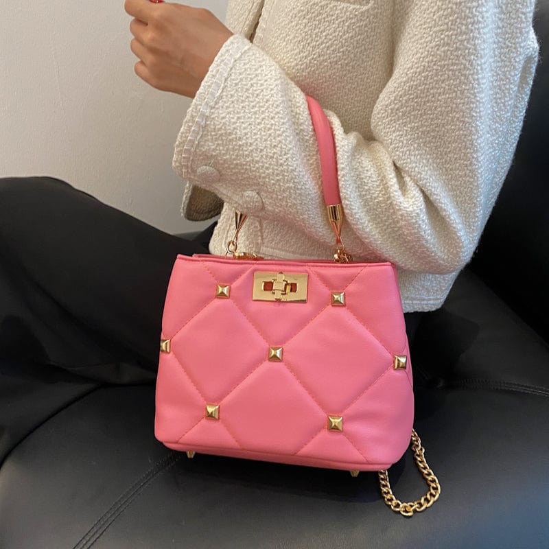 Elegance Chain Strap Shoulder Bags Stud Rivet Luxury Crossbody Purses for Women 2022 Handbag Trends