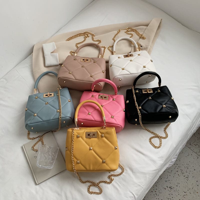 Elegance Chain Strap Shoulder Bags Stud Rivet Luxury Crossbody Purses for Women 2022 Handbag Trends