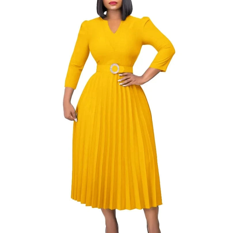 elegant 3 XL / Yellow Lady elegant sexy long sleeve maxi elegant dresses women evening for party