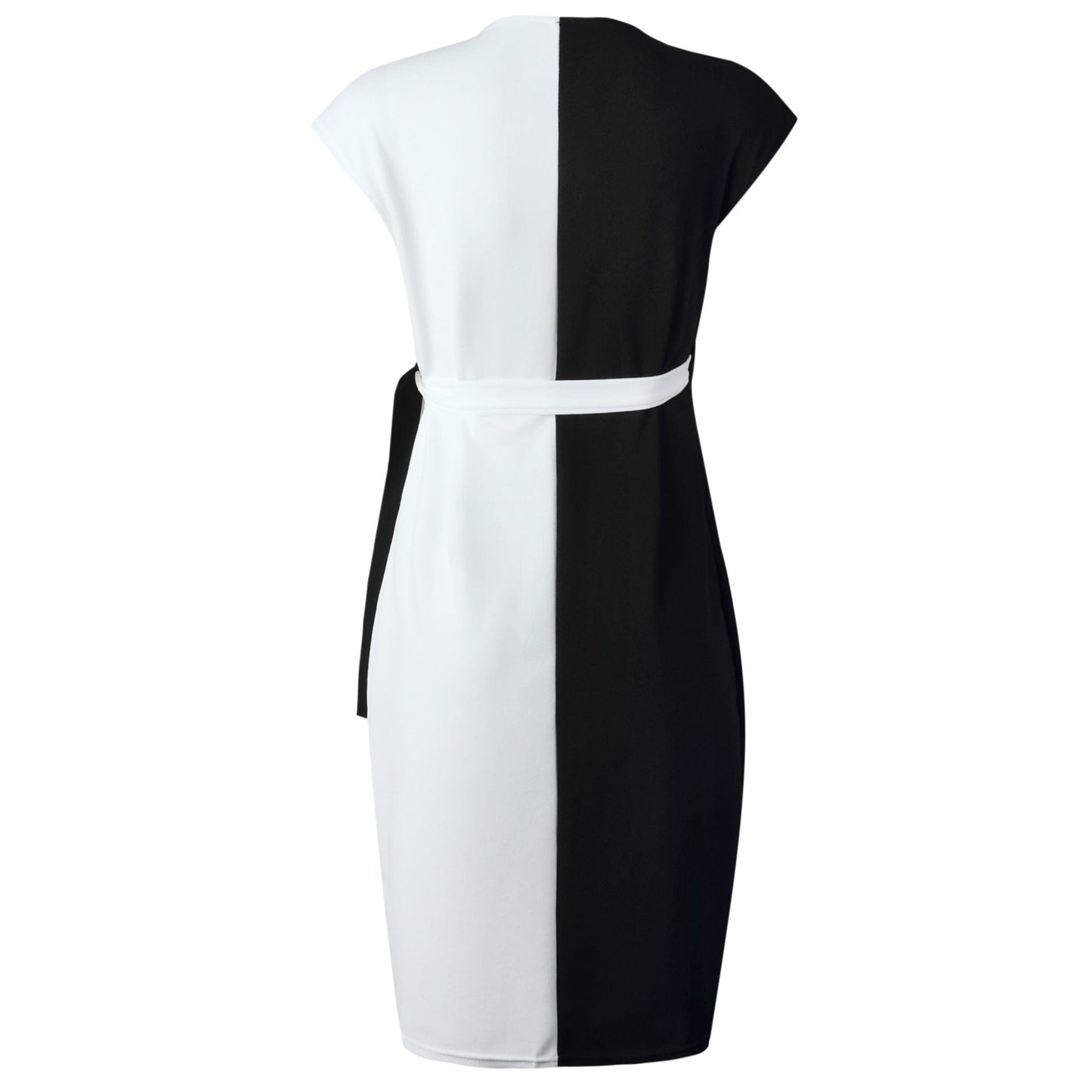 Elegant Bodycon Sleeveless Patchwork Sashes Women Career Office Dress