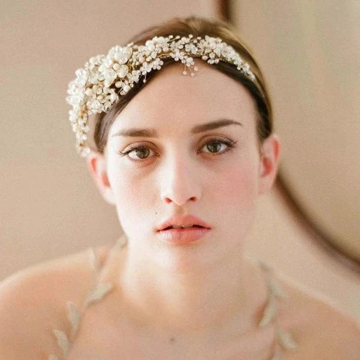 Elegant Bride Crowns Pearl Crystal Flower Wedding Tiara Bridal Hair Accessories