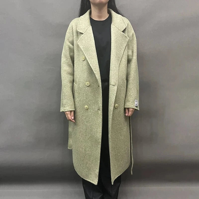 Elegant Double Sided Handmade Long Trench Coats Belted Ladies Cashmere Coat for Women