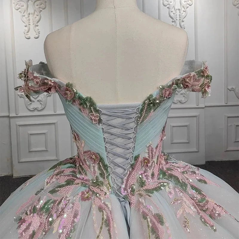 Elegant Flower Off Shoulder Evening Sweetheart Party Gowns Dresses Jancember 9964-1