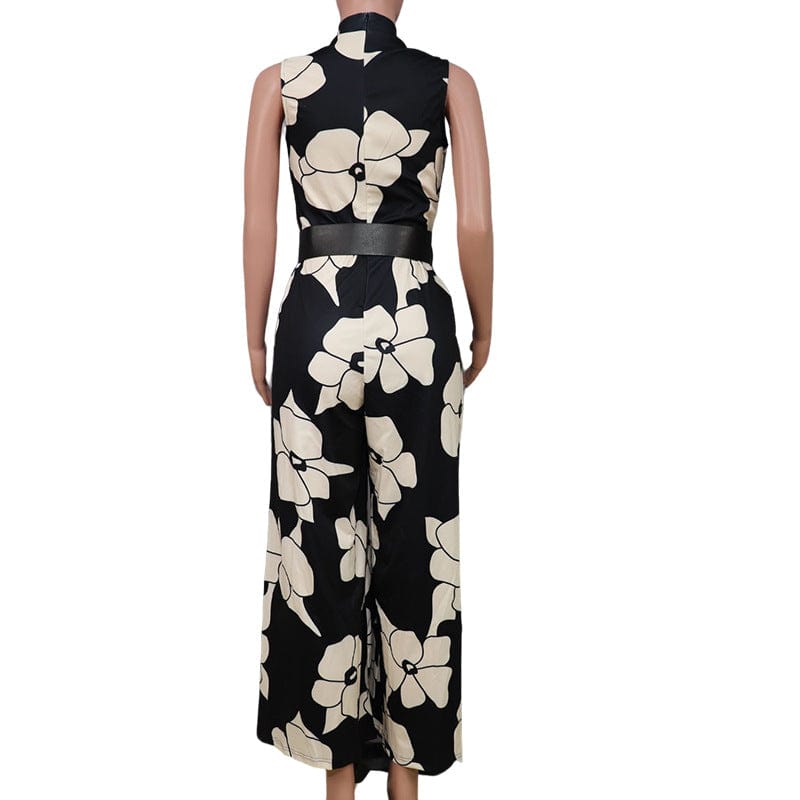 Elegant Jumpsuit for Women Halter Floral Print Long Wide Leg Pants Party Office Wear Fashion Jumpsuit 2023 Summer Rompers