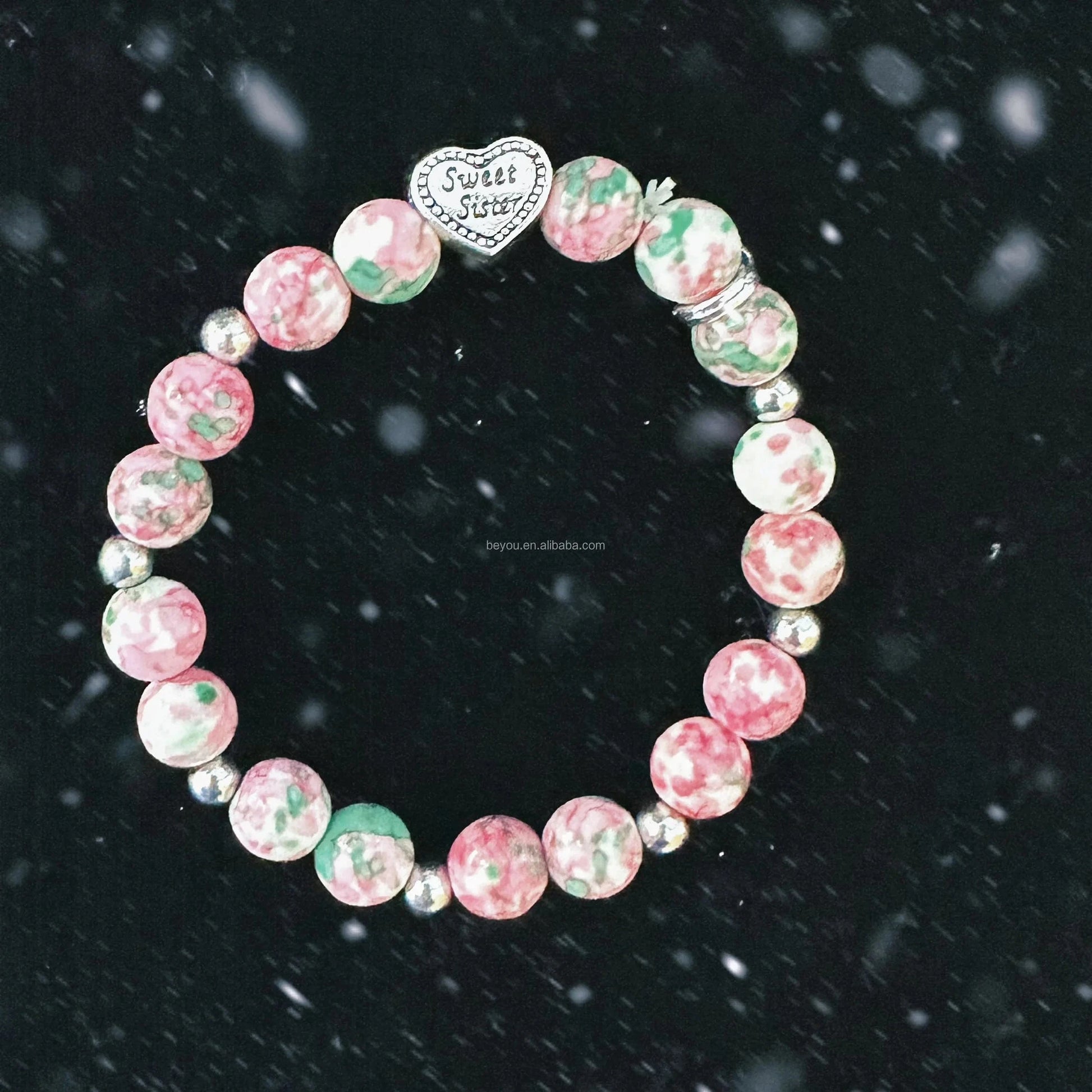 Elegant Pink Green Candy Color White Beads Maple Leaf Pearl Rhinestone Pendant Transparent Natural Stone Chain Bracelet Jewelry
