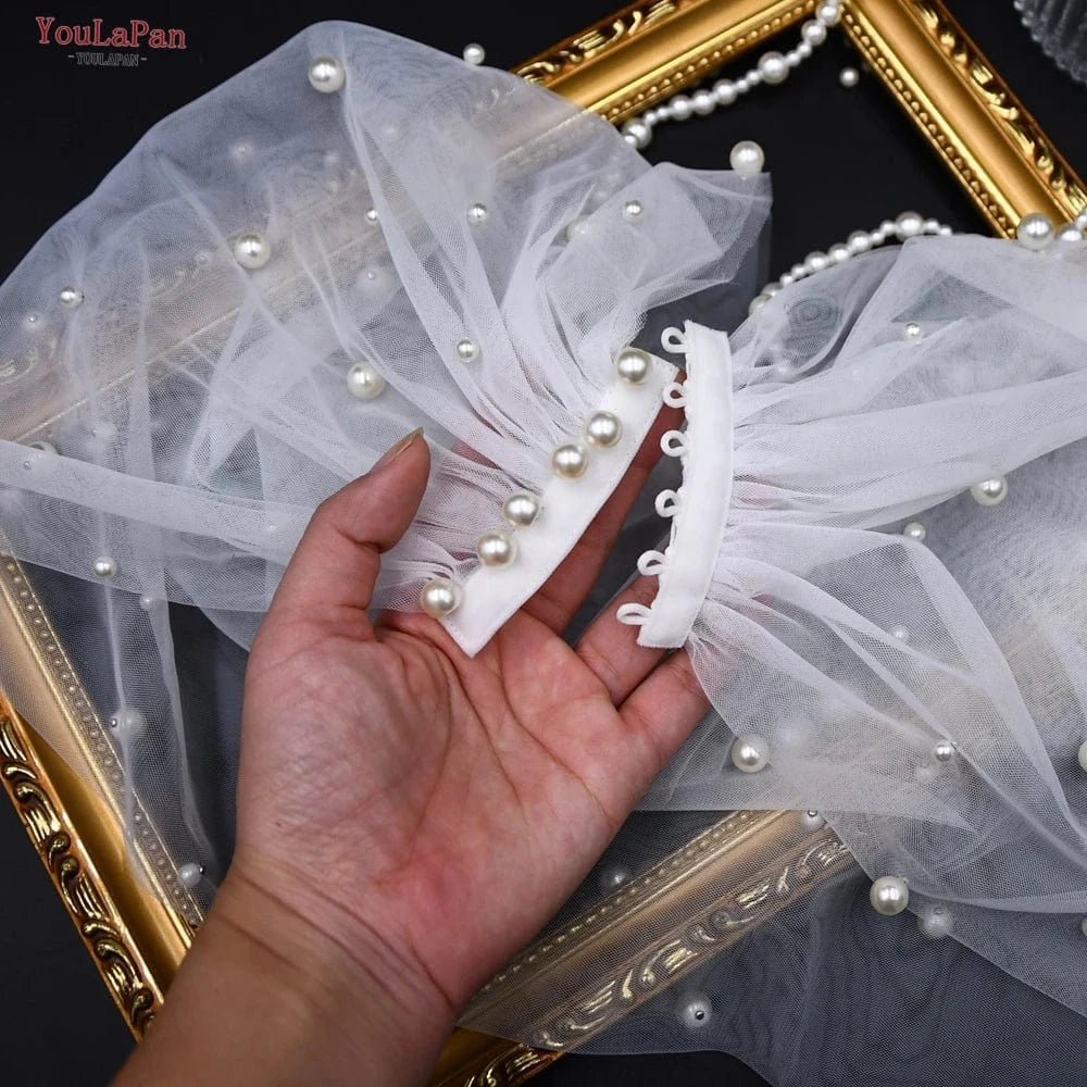 Elegant Women's Tulle Shawl – Sexy Pearl-Embellished Wedding & Evening Wrap