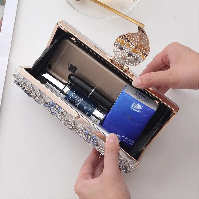 Embroidered Women Rhinestone Beading Evening Bags Ladies Clutch Hand Bag Clutches Wedding Party Bag Stone Purse