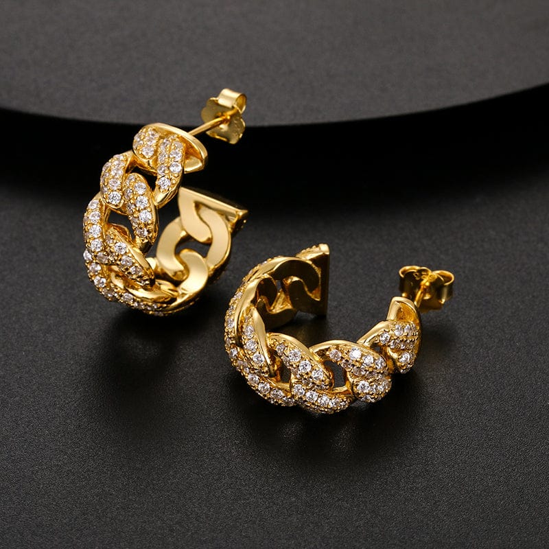EMER S925 Earrings With Bling Pure Zircon Iced Out Micro Full Paved Jewelry Real Gold Plated Sterling Silver Earrings