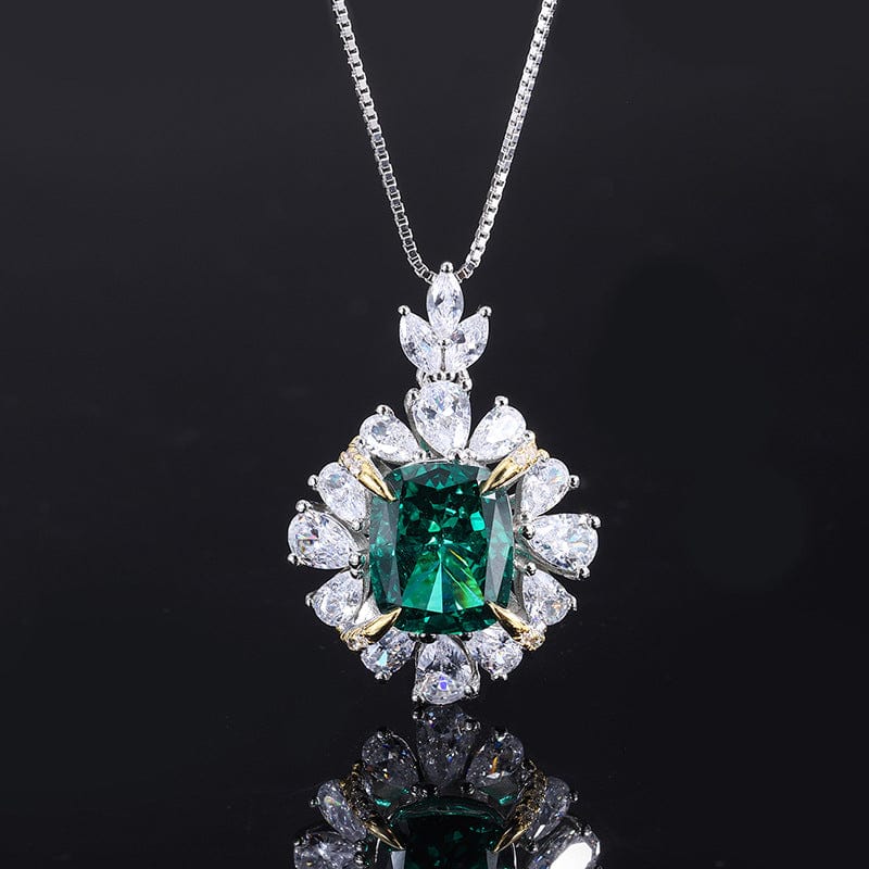Emerald pendant with box chain ADODO jewelry Elegant Classic Woman 925 silver Plated Factory Promotional Necklace+Earring+Rings Bridal jewelry Sets Wedding