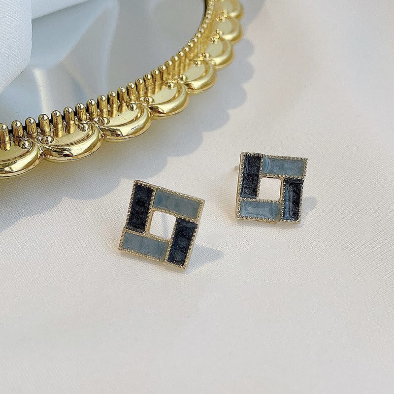 Enamel Square Alloy Stud Earring Components Eardrop Simple Style for Women Jewelry Accessories Handmade Materials