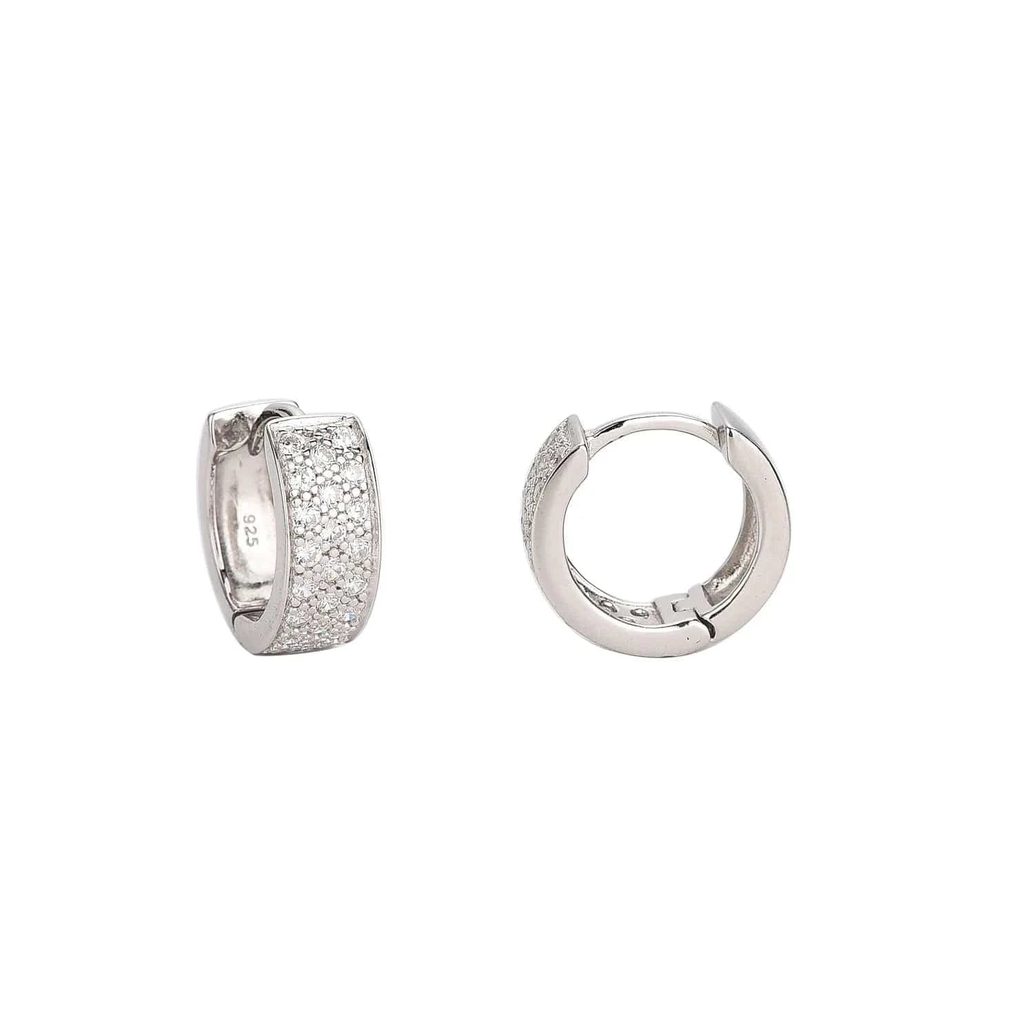 ES1382 silver American European fine jewelry 925 sterling silver earring thick wide surface zircon gold plated hoop earrings women