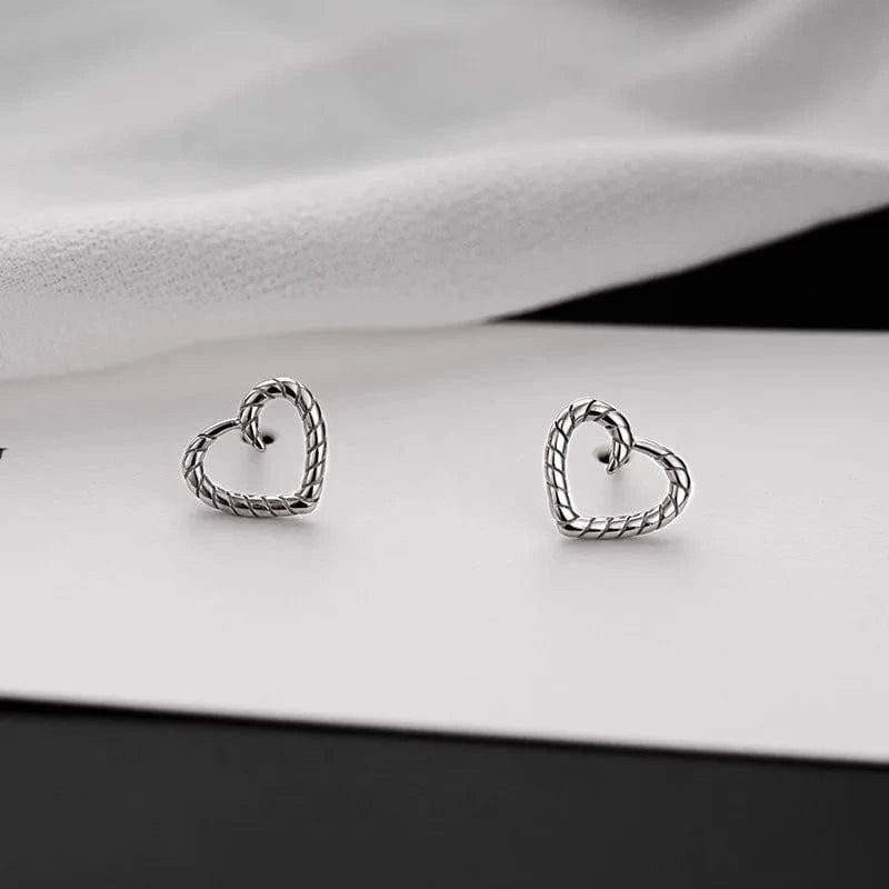 ES2270 silver fashion earrings jewelry 925 sterling silver minimalist earrings gold plated twist heart shape stud earrings jewelry women