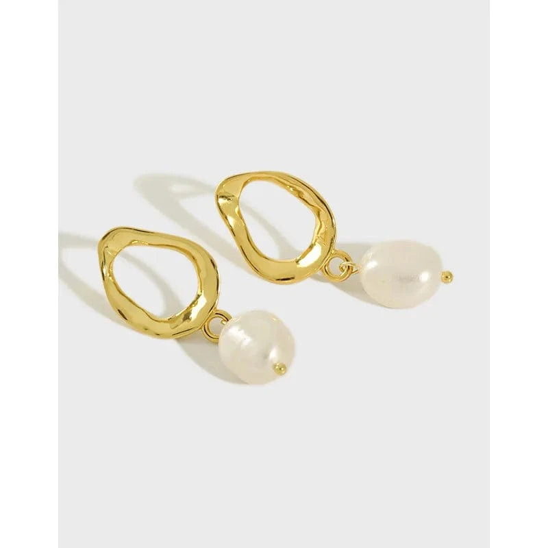 ET288 GOLD wholesale fashion jewelry 925 silver pearl stud earrings women sterling silver baroque pearl earrings jewelry