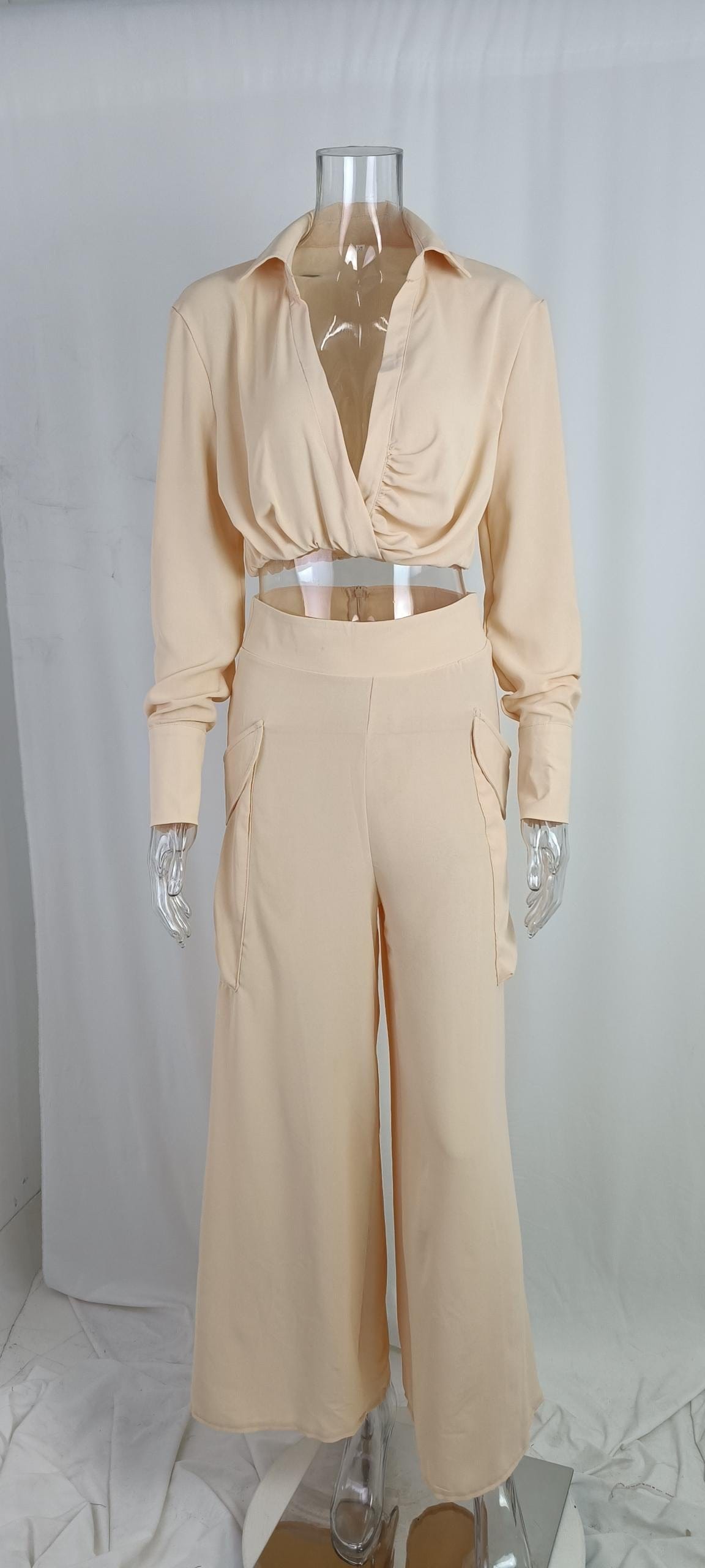 Europe and the United States Autumn and Winter Women's INS solid color loose fashion casual 2 pieces set