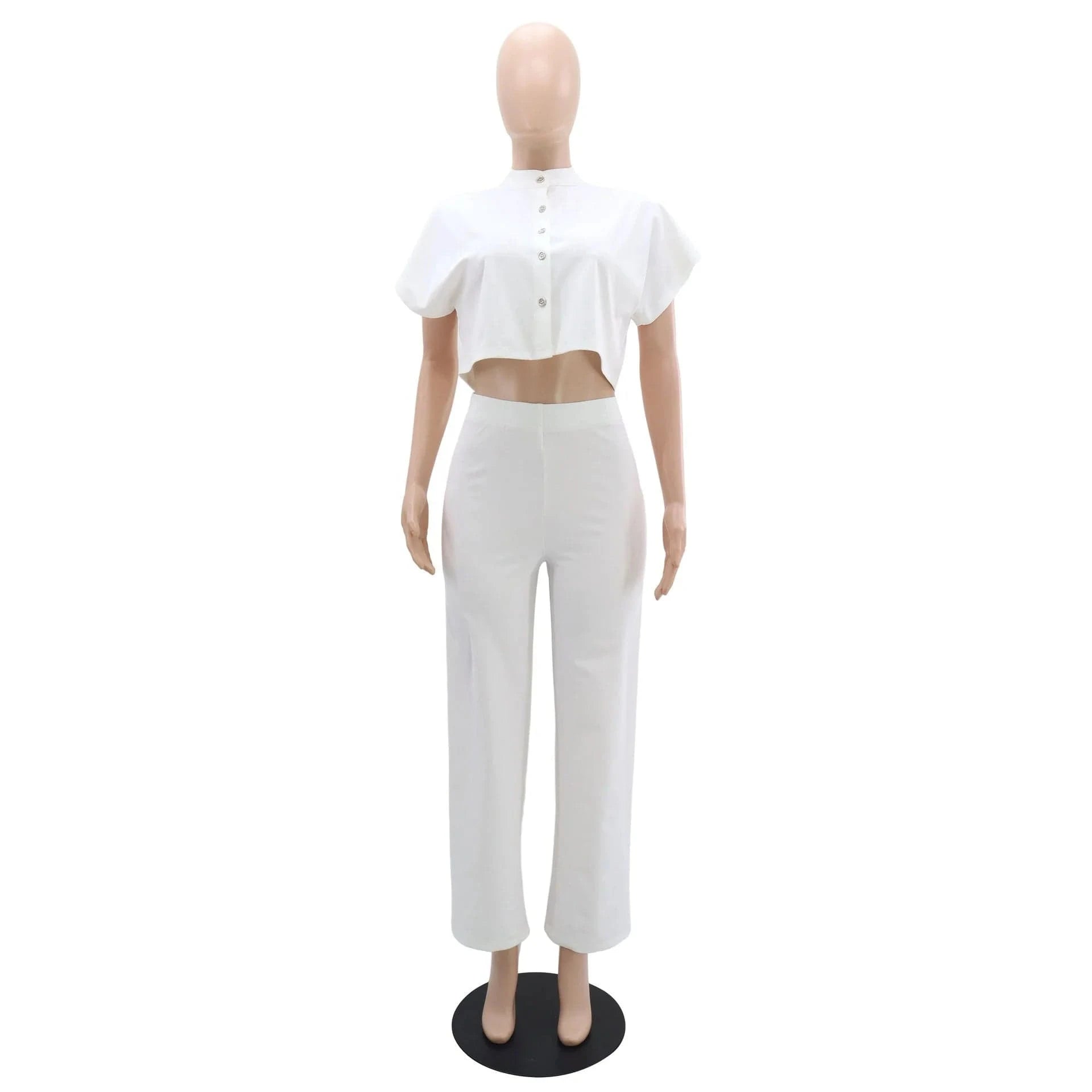 Europe And The United States Cardigan Top Solid Color Straight Women'S Pants Casual Two-Piece Set