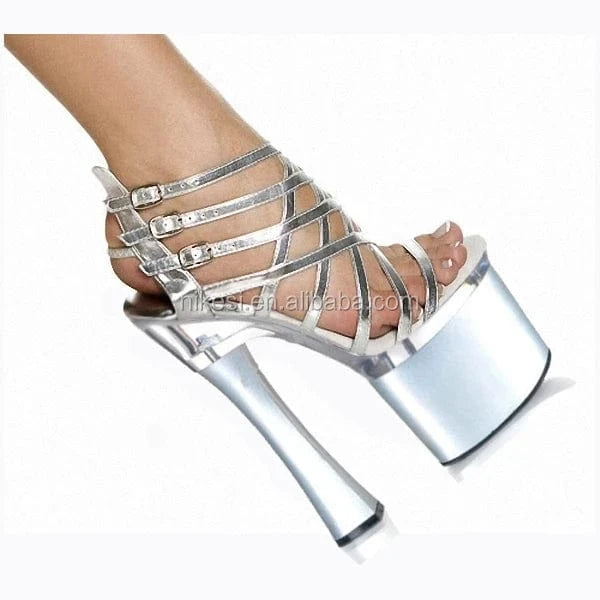 European and American fashion sexy Roman sandals street women's shoes 18cm super high heels Sexy women's shoes