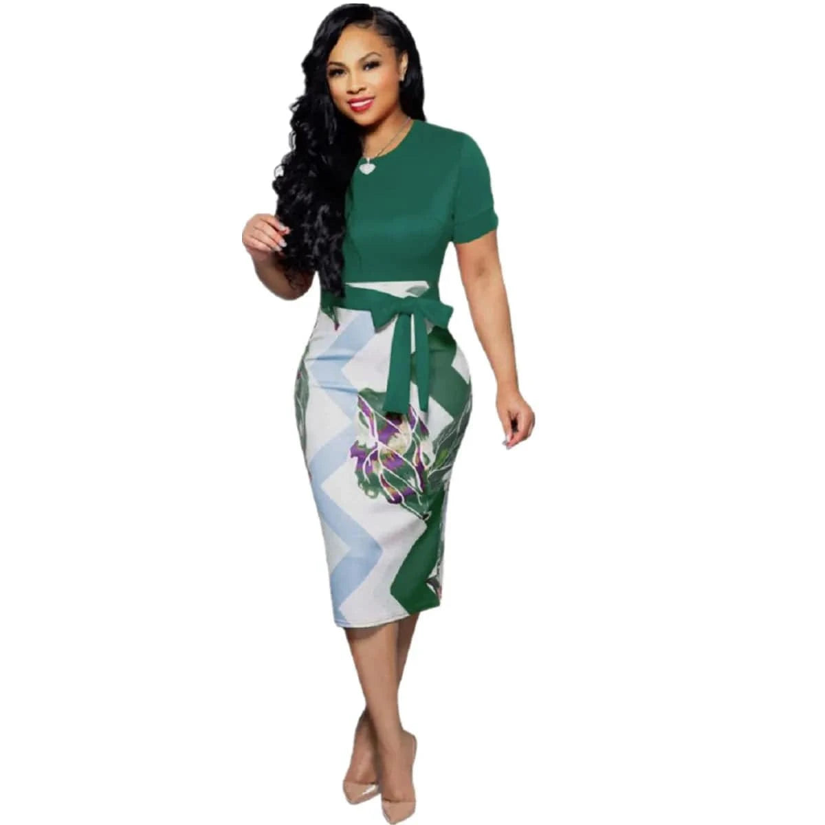 European and American hot style European and American women's wear Christmas printed short sleeve dress
