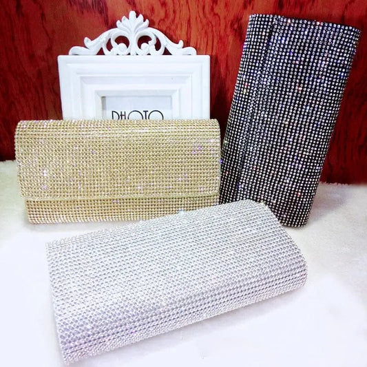 European and American Ladies Shiny Diamond Women's Dress Handbag Handbag Shoulder Slant Clutch Dinner  Evening Bag