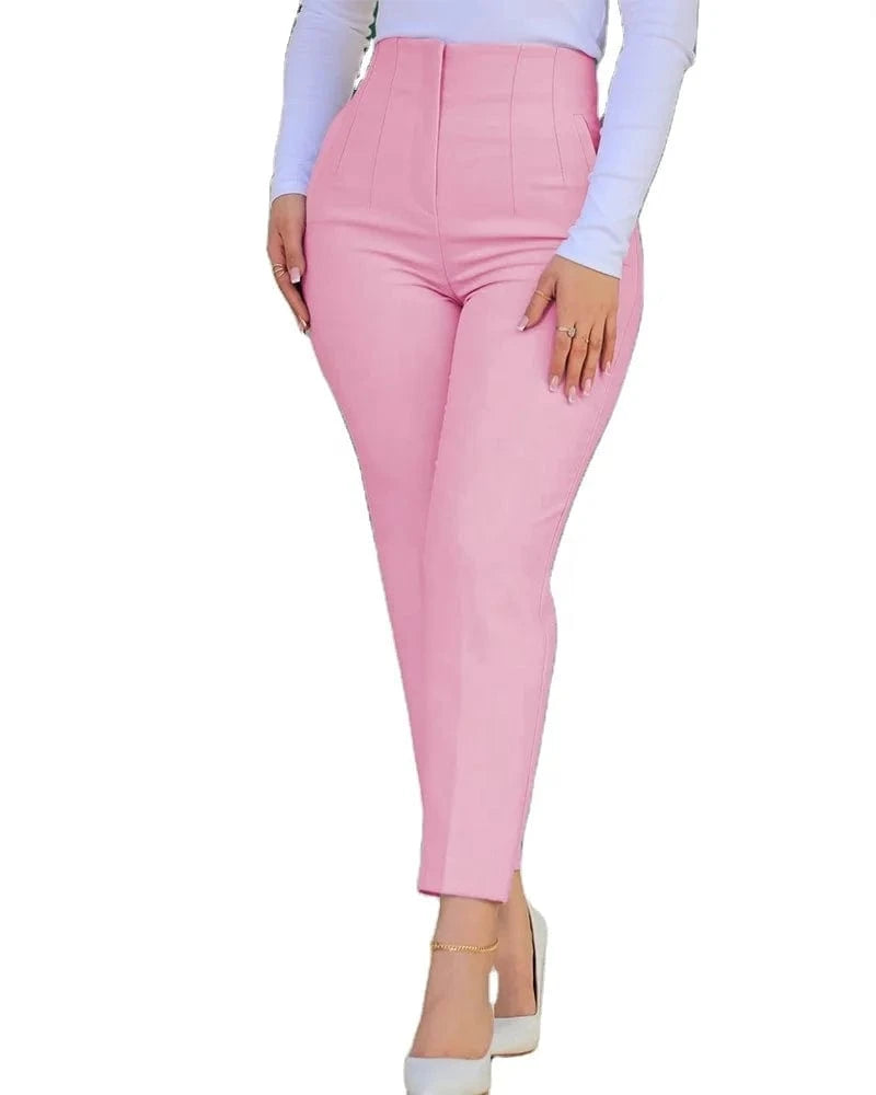 European and American New casual fashion Women's pants Solid color High waist Women's pants