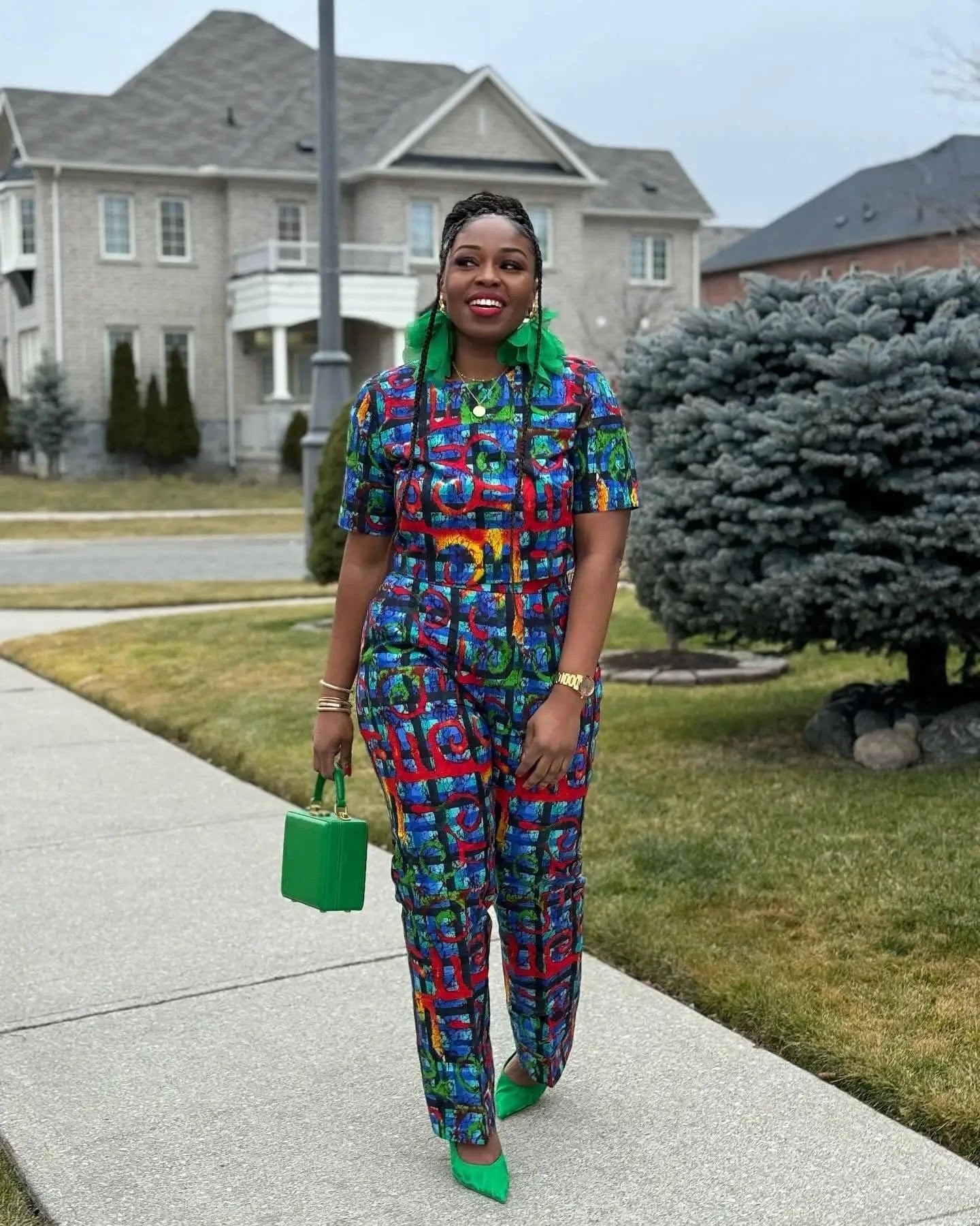 European and American sexy slim print wide-leg stretch crop top two-piece set