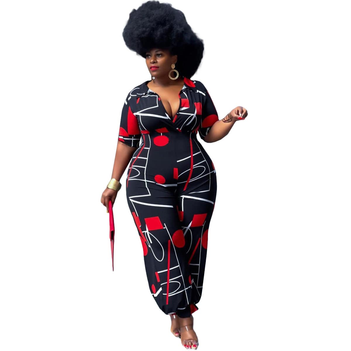 European and American sexy women's clothing plus size fashion casual printing jumpsuit