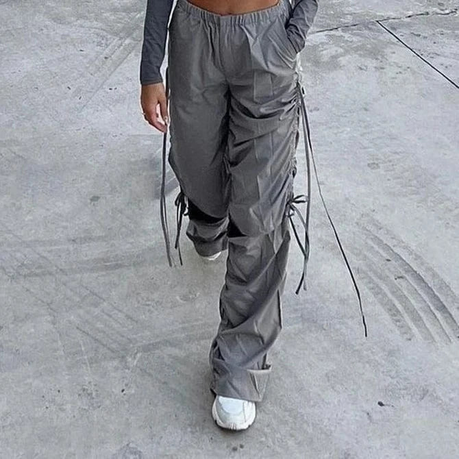 European And American Streetwear Fashionable Trendy Casual Loose Long Cargo Pants For Woman