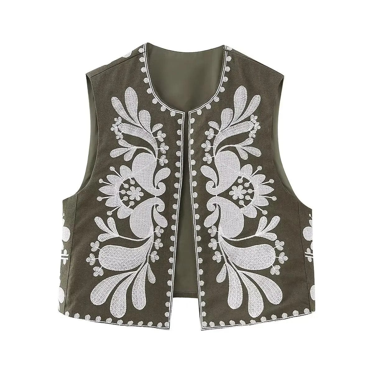 European and American women's clothing 2023 Summer new European and American cardigan sleeveless embroidered vest women's top