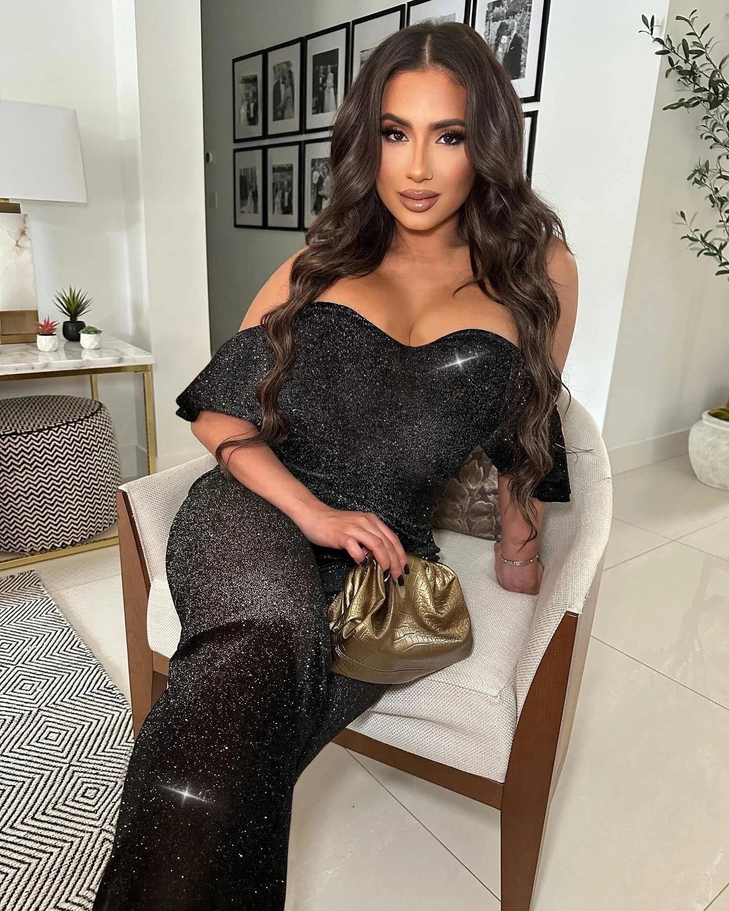 European and American women's clothing 2024 new bright silk fabric fashion temperament sexy nightclub style jumpsuit