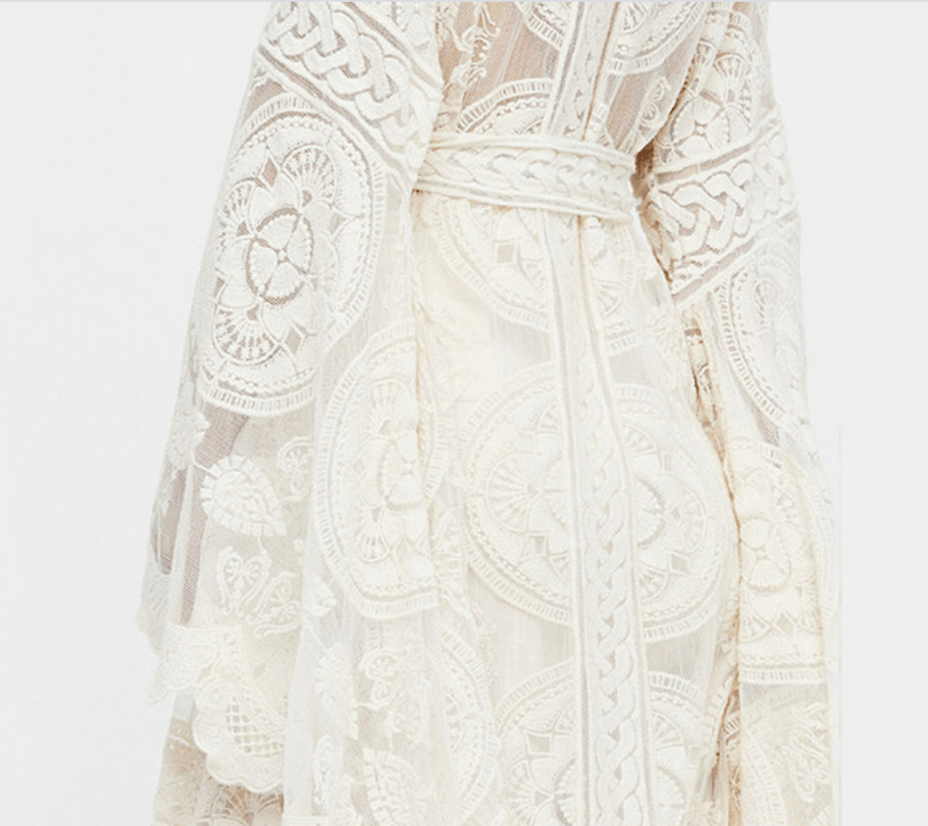 European and American women's embroidered dress long sleeves cardigan lace evening dress clothes dress shawl