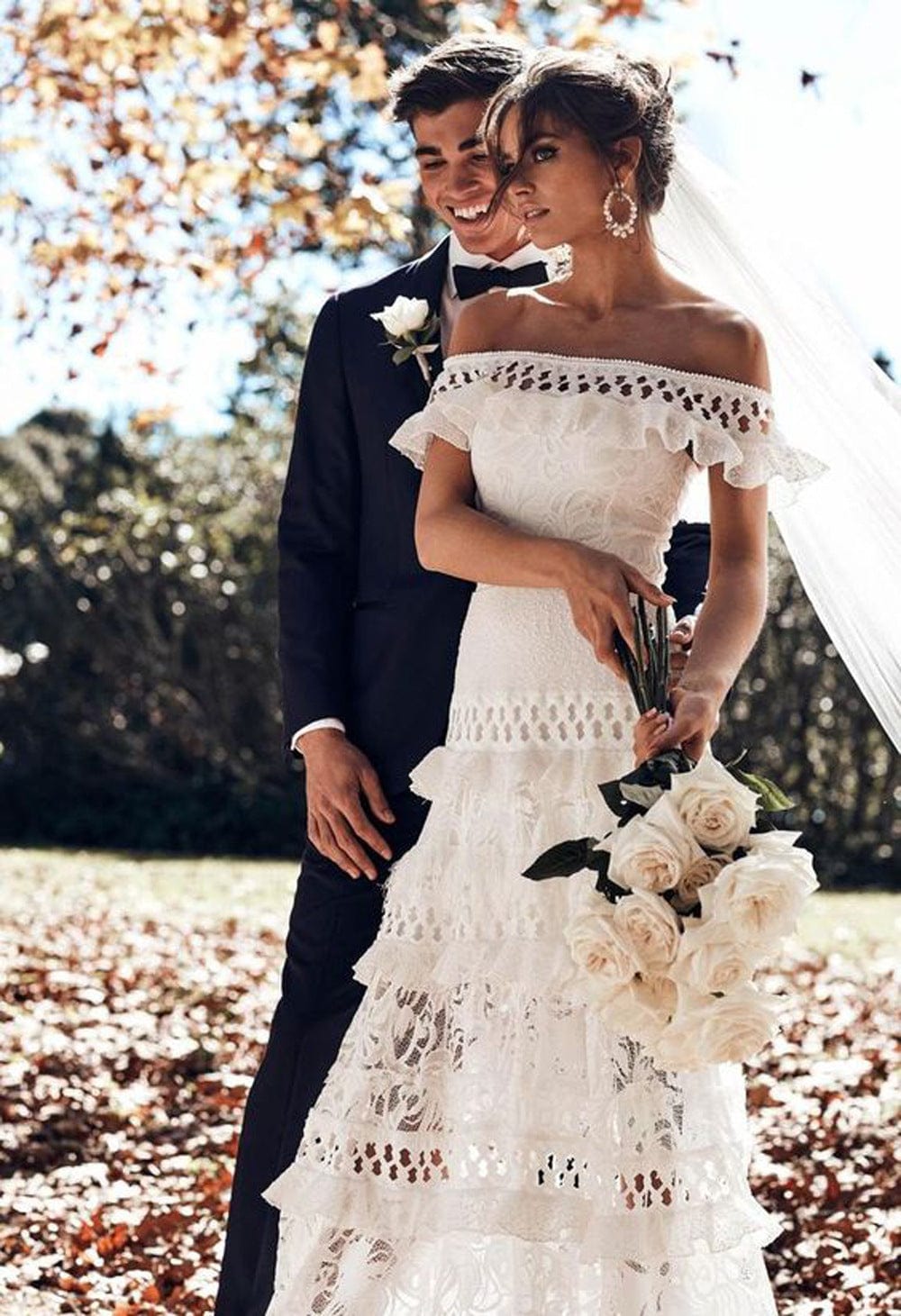 European and American women's lace dress one-shoulder ruffle wedding evening dress party skirt drop shipping fulfill