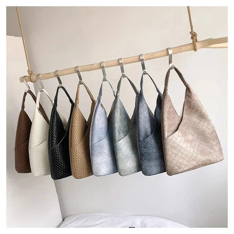 European Luxury Designer PU Leather Soft Woven Bucket Bag for Women Fashionable Shoulder Bag Luxury Brand women's Underarm Totes