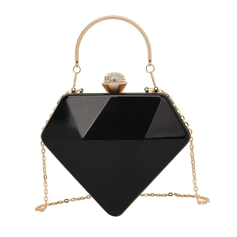 European Women Fashion Diamond Shape Bag Laser Day Clutches Bag Geometric Metal Handle Evening Dinner Party Clutch Shoulder Bags