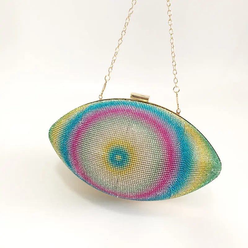 EV014 clear stock 20000pcs Rugby Ellipse Ball Clutch Purses for Women Evening Rhinestone Dinner Football Bag