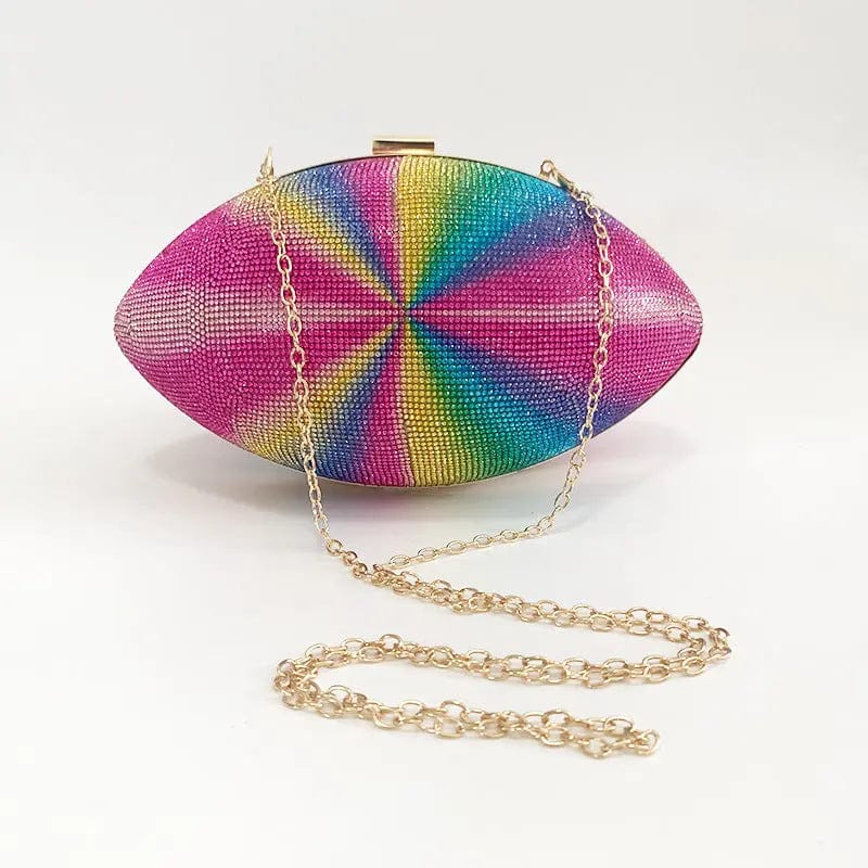 EV014 clear stock 20000pcs Rugby Ellipse Ball Clutch Purses for Women Evening Rhinestone Dinner Football Bag