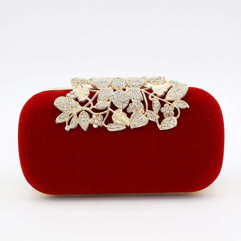 Evening Bags Velvet Clutch Purse with Rhinestone Crystal Crown Clasp Evening Bag for Formal Party