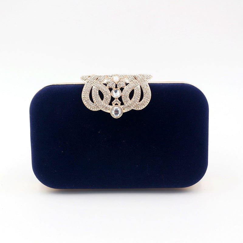 Evening Bags Velvet Clutch Purse with Rhinestone Crystal Crown Clasp Evening Bag for Formal Party