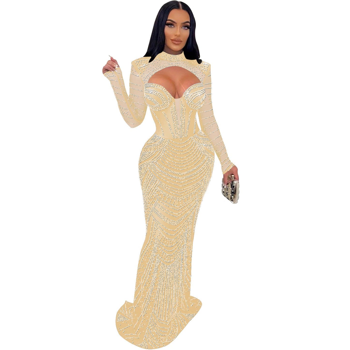 evening dress, prom 2023 Wholesale Women's Long Prom Dresses Evening Gowns Sexy Elegant Diamond Rhinestone Out Party Modest Bridesmaid Dresses