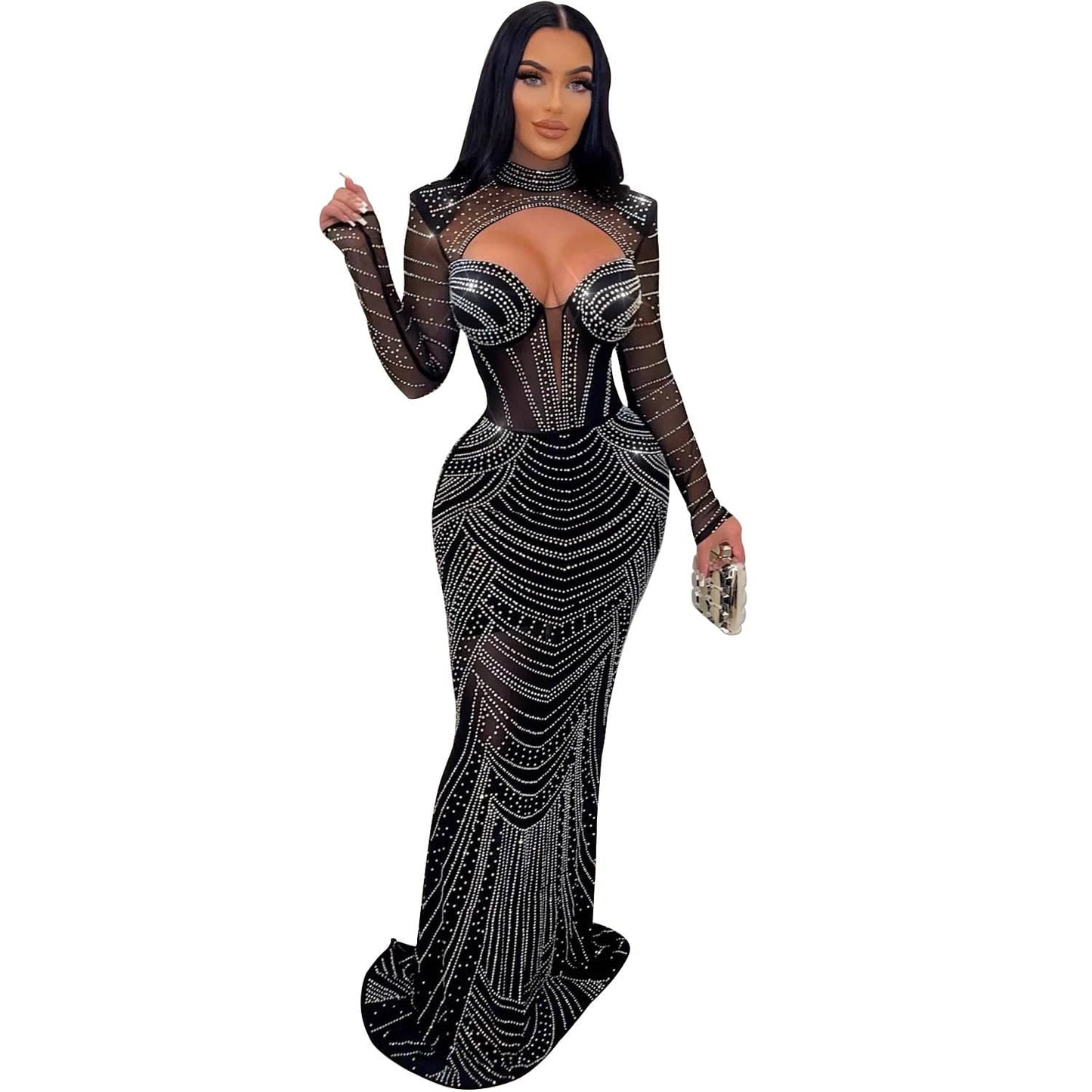 evening dress, prom 2023 Wholesale Women's Long Prom Dresses Evening Gowns Sexy Elegant Diamond Rhinestone Out Party Modest Bridesmaid Dresses