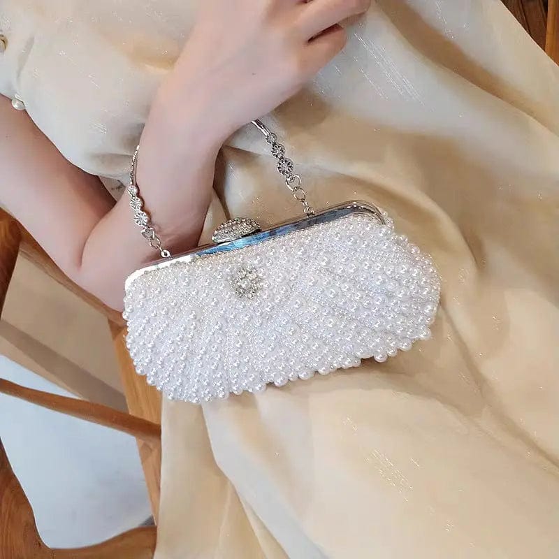 Evening Purses And Pearl Clutch  Formal party Handbags Synthetic Wedding Dress Dinner Shell Women Metal Hand Evening Bead Bags