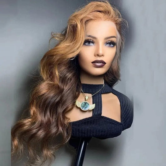 Exotic French Wave Brown Ombre Color Wig Cuticle Aligned Transparent HD Virgin Human Hair Lace Front Wigs