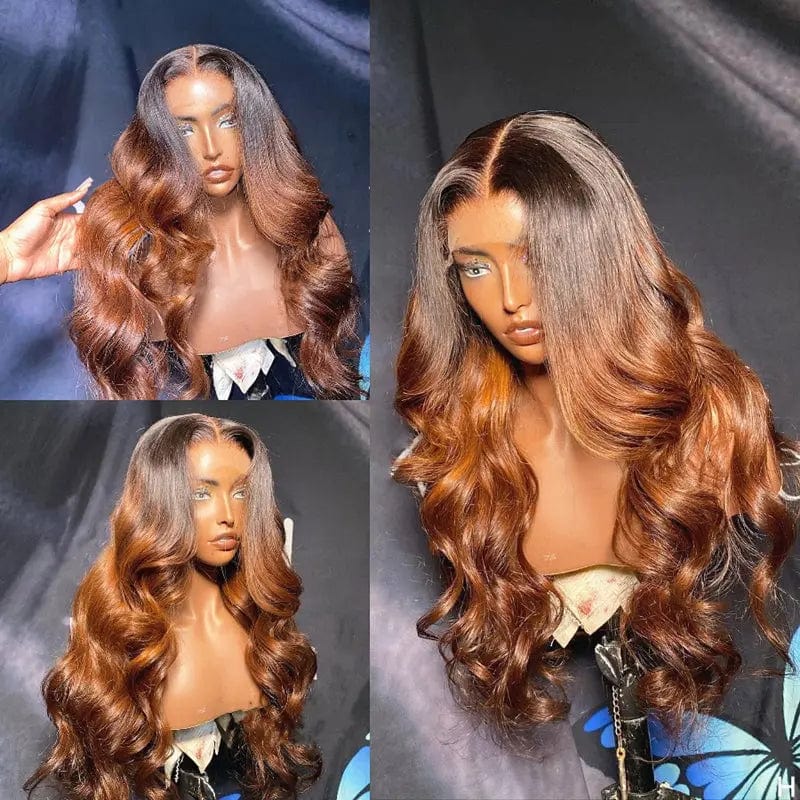 Exotic Water Wave Brown Blonde Highlight Color Wig Cuticle Aligned Vietnam Human Hair Pre Plucked Lace Front Wigs