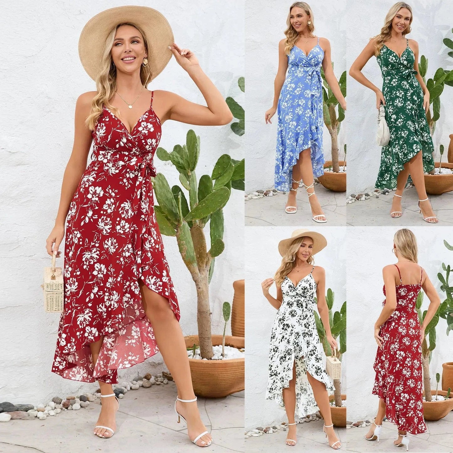 expensive high quality bohemian seaside beach sun dress woman chiffon floral print vacation sleeveless dress  for women modest
